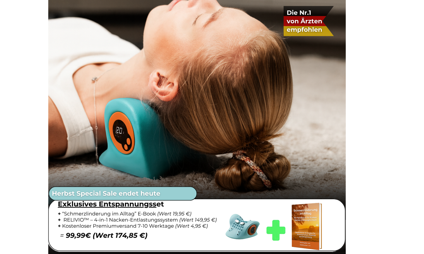 RELIVIO™ – 4-in-1 Nacken‑Entlastungssystem mit Wärme, EMS & Massage