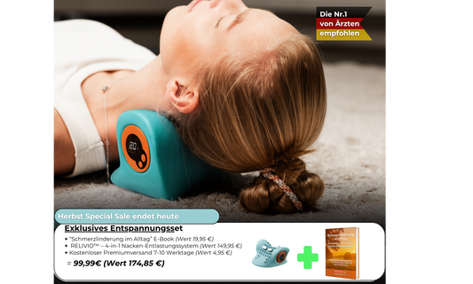 RELIVIO™ – 4-in-1 Nacken‑Entlastungssystem mit Wärme, EMS & Massage